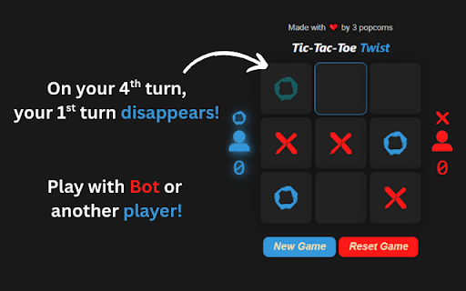 Tic Tac Toe Twist  from Chrome web store to be run with OffiDocs Chromium online