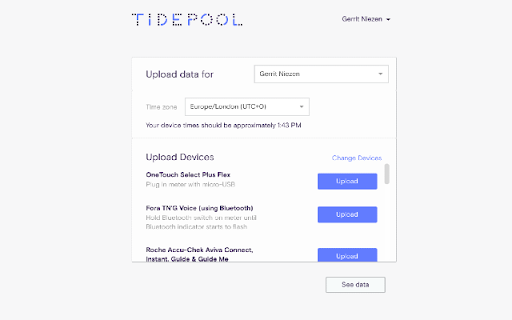 Tidepool Uploader Helper  from Chrome web store to be run with OffiDocs Chromium online