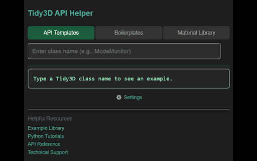 Tidy3D API Helper  from Chrome web store to be run with OffiDocs Chromium online