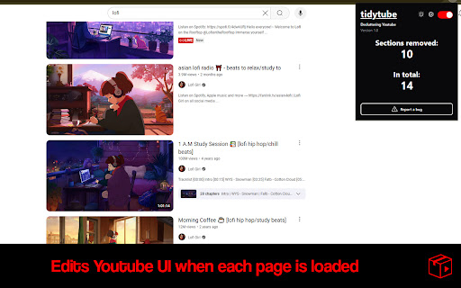 tidytube Declutter Youtube  from Chrome web store to be run with OffiDocs Chromium online
