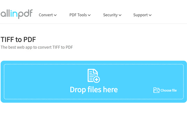 OffiDocs Chromium オンラインで実行される Chrome Web ストアからの TIFF から PDF Allinpdf.com