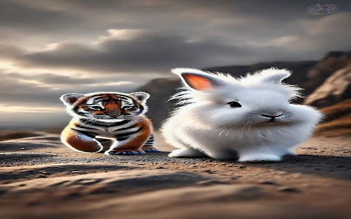tiger and rabbit wallpaper  from Chrome web store to be run with OffiDocs Chromium online