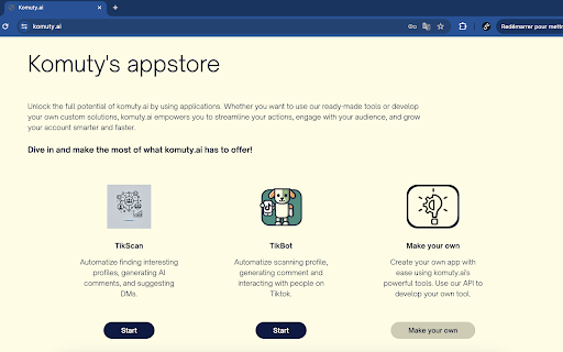 TikBot for komuty.ai  from Chrome web store to be run with OffiDocs Chromium online