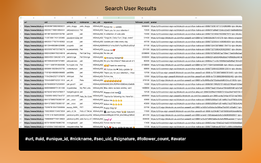 TikSearch Export Users  Videos from TikTok Search  from Chrome web store to be run with OffiDocs Chromium online