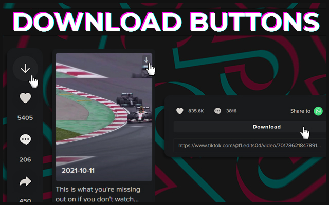 TikTok Download Buttons  from Chrome web store to be run with OffiDocs Chromium online