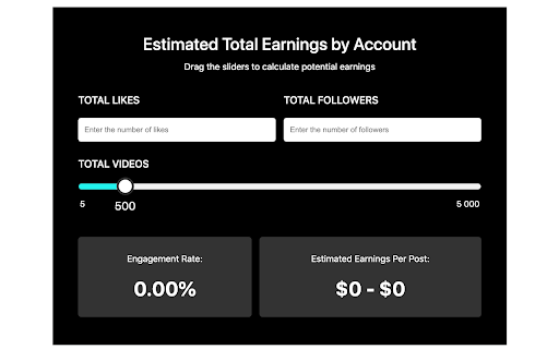 TikTok Earnings Potential Estimator  from Chrome web store to be run with OffiDocs Chromium online