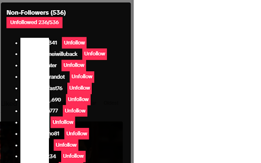 TikTok Follower Checker with Unfollow  from Chrome web store to be run with OffiDocs Chromium online