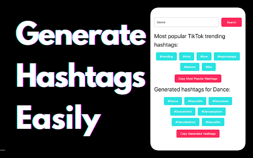 Tiktok Hashtag Generator  from Chrome web store to be run with OffiDocs Chromium online
