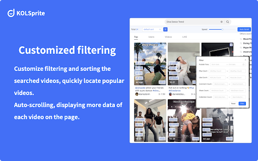 TikTok No Watermark Download  Analytics by KOLSprite  from Chrome web store to be run with OffiDocs Chromium online