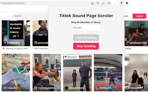 Tiktok Sound Page Auto Scroll  from Chrome web store to be run with OffiDocs Chromium online