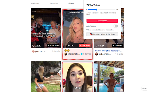 TikTop Filtro de Views  from Chrome web store to be run with OffiDocs Chromium online