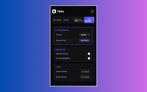 Tildra: AI Summarizer  from Chrome web store to be run with OffiDocs Chromium online