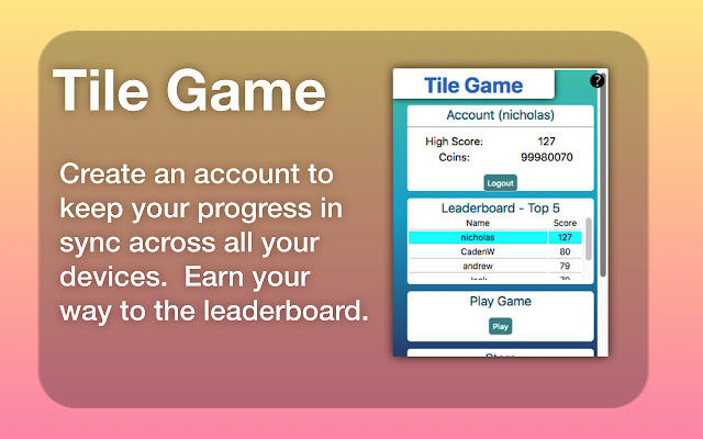 Tile Game  from Chrome web store to be run with OffiDocs Chromium online
