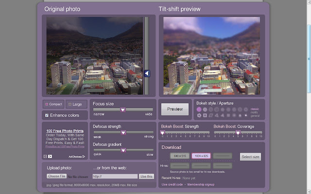 TiltShiftMaker  from Chrome web store to be run with OffiDocs Chromium online