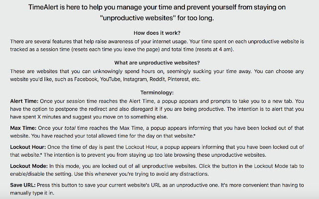 OffiDocs Chromium ile çevrimiçi olarak çalıştırılacak Chrome web mağazasından TimeAlert