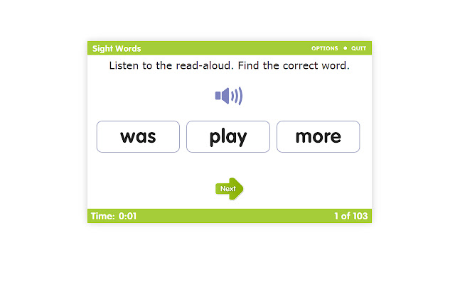 Timed Test: Sight Words  from Chrome web store to be run with OffiDocs Chromium online