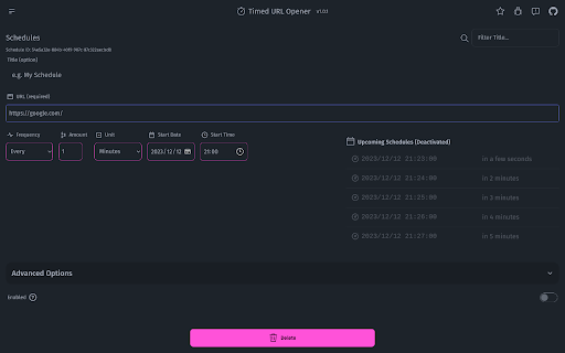 Timed URL Opener  from Chrome web store to be run with OffiDocs Chromium online