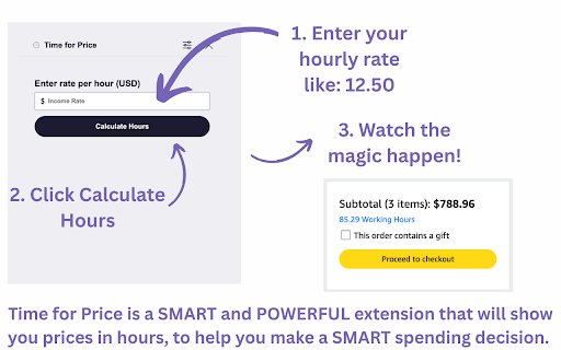 Time for Price – See How Long You’d Work for It  from Chrome web store to be run with OffiDocs Chromium online