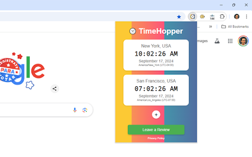 TimeHopper Effortless Time Zone Management  from Chrome web store to be run with OffiDocs Chromium online