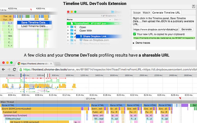 Timeline URL for DevTools  from Chrome web store to be run with OffiDocs Chromium online