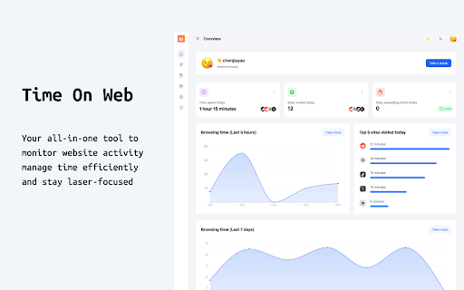 time on web 网站访问时长统计管理工具  from Chrome web store to be run with OffiDocs Chromium online