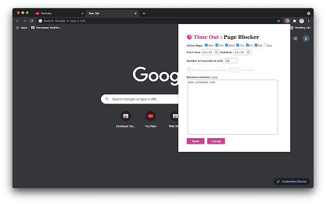 Time Out : Page Blocker  from Chrome web store to be run with OffiDocs Chromium online