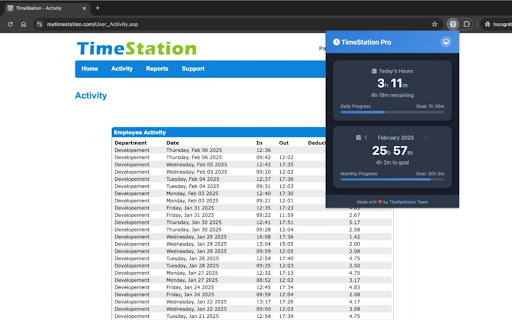 TimeStation Pro  from Chrome web store to be run with OffiDocs Chromium online