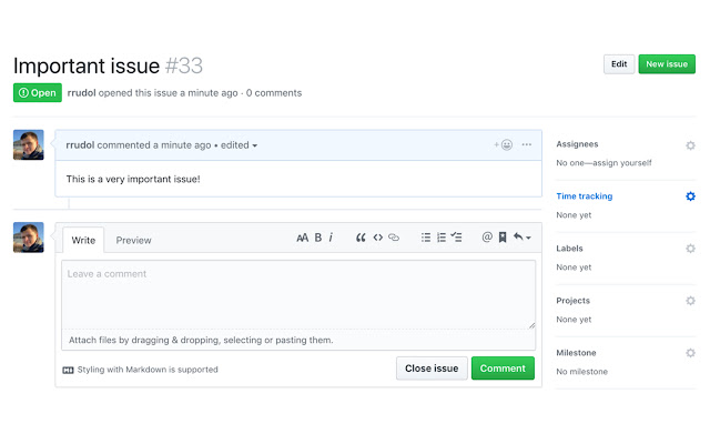 Time Tracking for Github Issues  from Chrome web store to be run with OffiDocs Chromium online