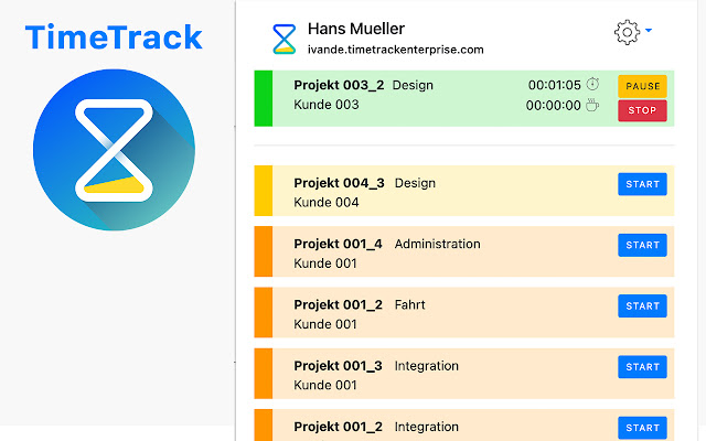 TimeTrack Timer  from Chrome web store to be run with OffiDocs Chromium online