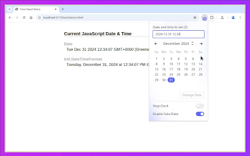 Time Travel  from Chrome web store to be run with OffiDocs Chromium online