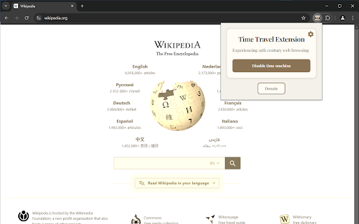 Time Travel Extension  from Chrome web store to be run with OffiDocs Chromium online
