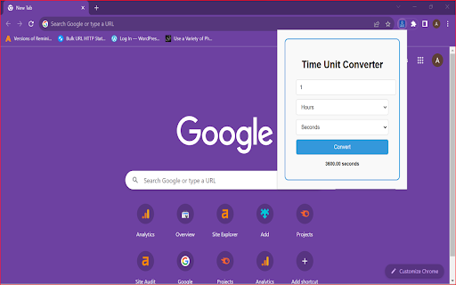 Time Unit Converter  from Chrome web store to be run with OffiDocs Chromium online