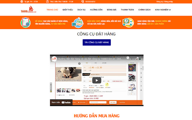 Tiện ích đặt hàng 1688 Order  from Chrome web store to be run with OffiDocs Chromium online