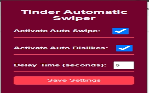 Tinder Automatic Swiper  from Chrome web store to be run with OffiDocs Chromium online