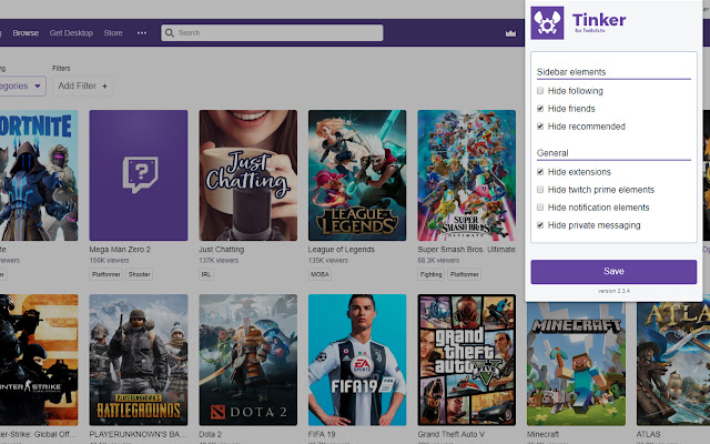 Tinker for Twitch  from Chrome web store to be run with OffiDocs Chromium online