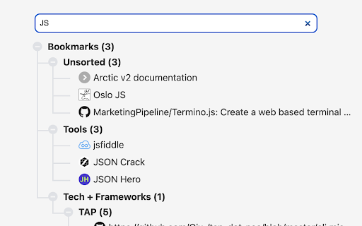 Tiny Bookmark Tab  from Chrome web store to be run with OffiDocs Chromium online
