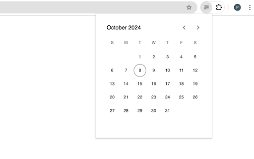 Tiny calendar  from Chrome web store to be run with OffiDocs Chromium online