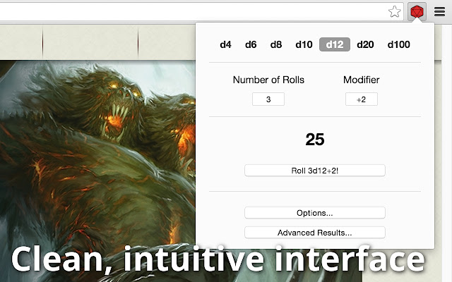 Tiny D20  from Chrome web store to be run with OffiDocs Chromium online