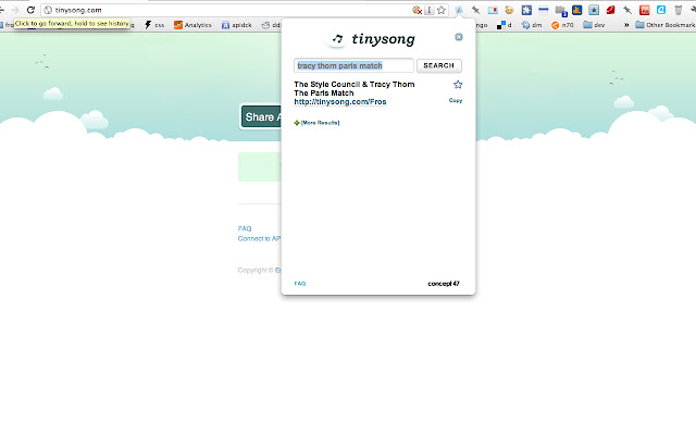 Tinysong Grooveshark Extension  from Chrome web store to be run with OffiDocs Chromium online