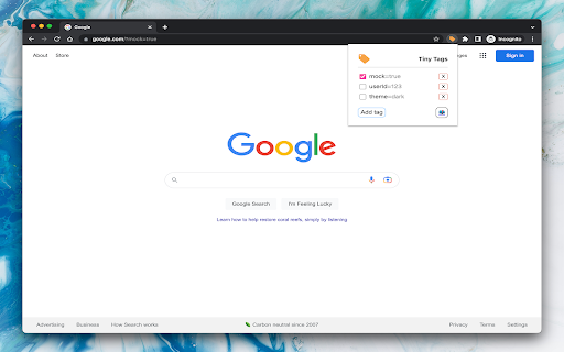 Tiny Tags: instant query params  from Chrome web store to be run with OffiDocs Chromium online