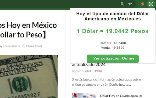 Tipo de Cambio México Online  from Chrome web store to be run with OffiDocs Chromium online
