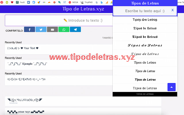 Tipos de Letras  from Chrome web store to be run with OffiDocs Chromium online