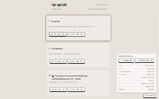 tiptaptab  from Chrome web store to be run with OffiDocs Chromium online
