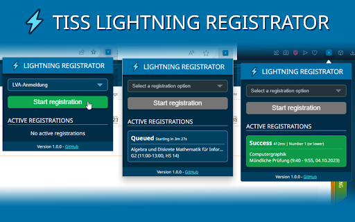 TISS Lightning Registrator  from Chrome web store to be run with OffiDocs Chromium online