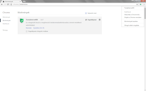 TisztaInternetRX  from Chrome web store to be run with OffiDocs Chromium online
