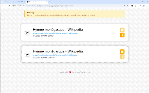Title Audio Recorder  from Chrome web store to be run with OffiDocs Chromium online