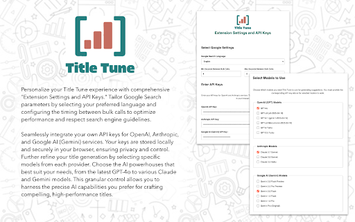 Title Tune: AI SERP Analyzer  Title Optimizer  from Chrome web store to be run with OffiDocs Chromium online