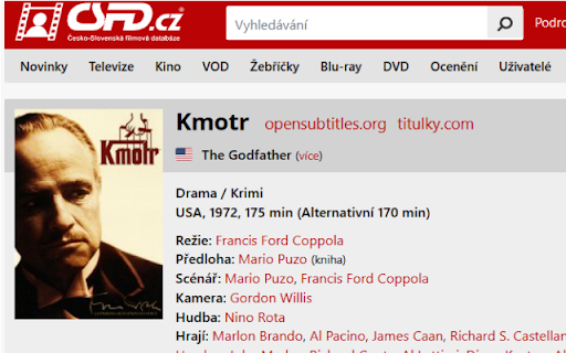 Titulky pro CSFD  from Chrome web store to be run with OffiDocs Chromium online