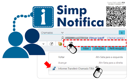 TJBA:ServiceDesk:Informe:Transferir Chamado  from Chrome web store to be run with OffiDocs Chromium online