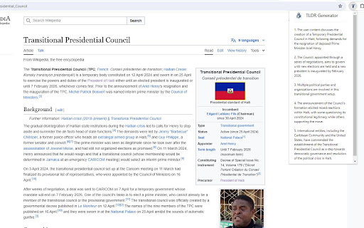 TL;DR generator beta  from Chrome web store to be run with OffiDocs Chromium online